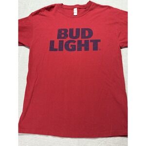 Vintage Red Bud Light T-Shirt Men's XL Distressed Logo Beer Promo Tee